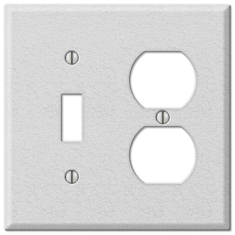 Contractor White Wrinkle Steel Cover PlatesDuplex Outlet Wallplate - Wallplatesonline.com