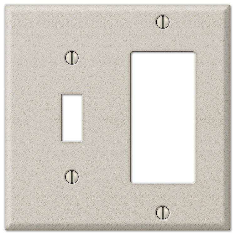 Contractor Light Almond Wrinkle Steel Cover PlatesSingle Rocker Wallplate