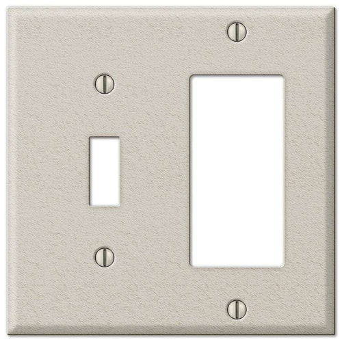 Contractor Light Almond Wrinkle Steel Cover PlatesSingle Rocker Wallplate - Wallplatesonline.com