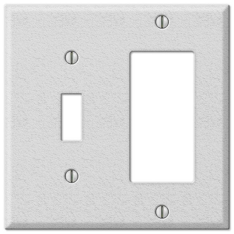 Contractor White Wrinkle Steel Cover PlatesSingle Rocker Wallplate - Wallplatesonline.com
