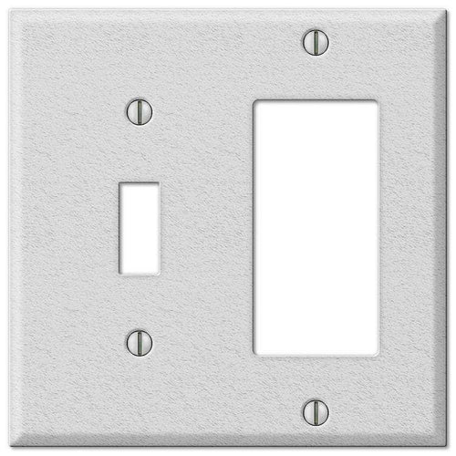 Contractor White Wrinkle Steel Cover PlatesSingle Rocker Wallplate - Wallplatesonline.com