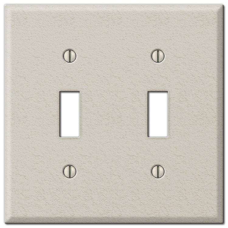 Contractor Light Almond Wrinkle Steel Double Toggle Wallplate - Wallplatesonline.com