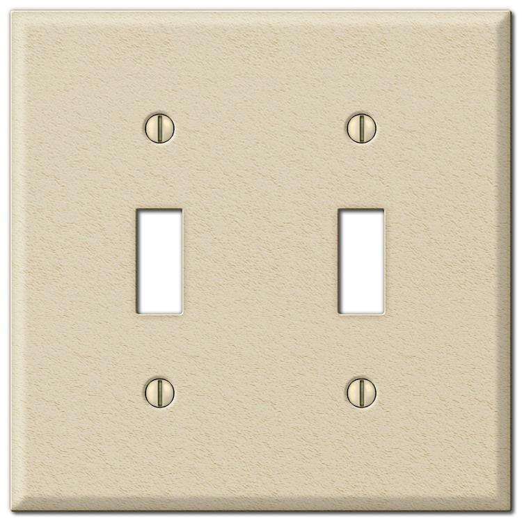 Contractor Ivory Wrinkle Steel Double Toggle Wallplate