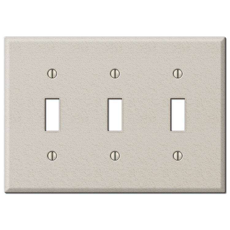 Contractor Light Almond Wrinkle Steel Triple Toggle Wallplate - Wallplatesonline.com