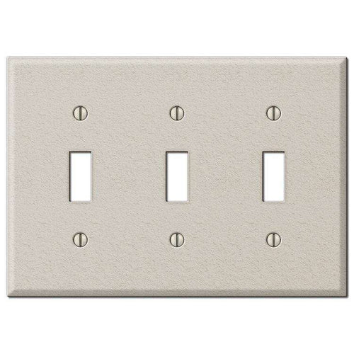 Contractor Light Almond Wrinkle Steel Triple Toggle Wallplate - Wallplatesonline.com