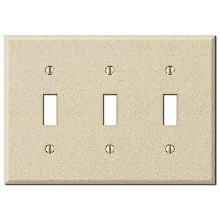 Contractor Ivory Wrinkle Steel Triple Toggle Wallplate - Wallplatesonline.com