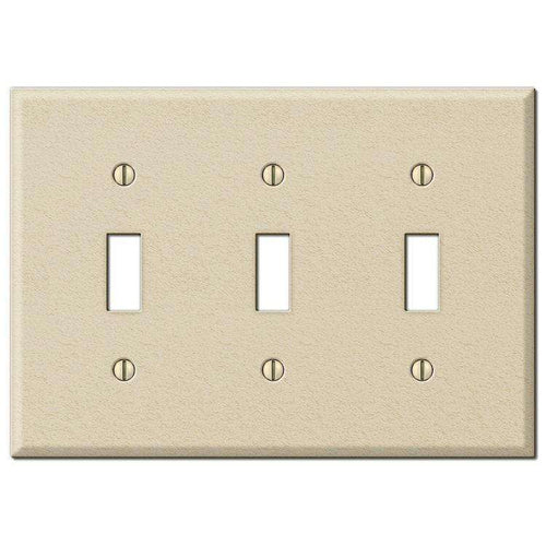 Contractor Ivory Wrinkle Steel Triple Toggle Wallplate - Wallplatesonline.com