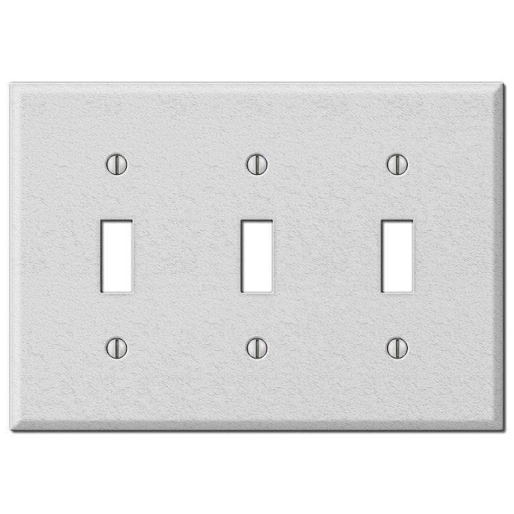 Contractor White Wrinkle Steel Triple Toggle Wallplate
