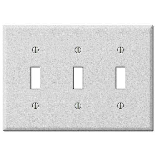 Contractor White Wrinkle Steel Triple Toggle Wallplate - Wallplatesonline.com