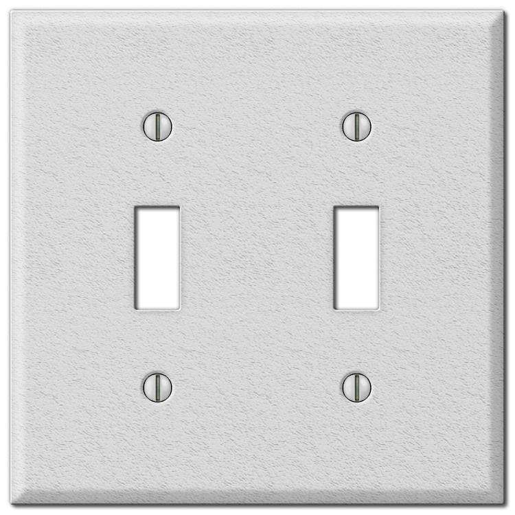 Contractor White Wrinkle Steel Double Toggle Wallplate - Wallplatesonline.com