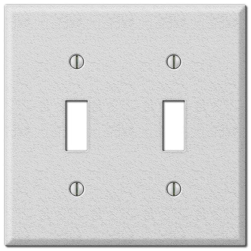 Contractor White Wrinkle Steel Double Toggle Wallplate - Wallplatesonline.com