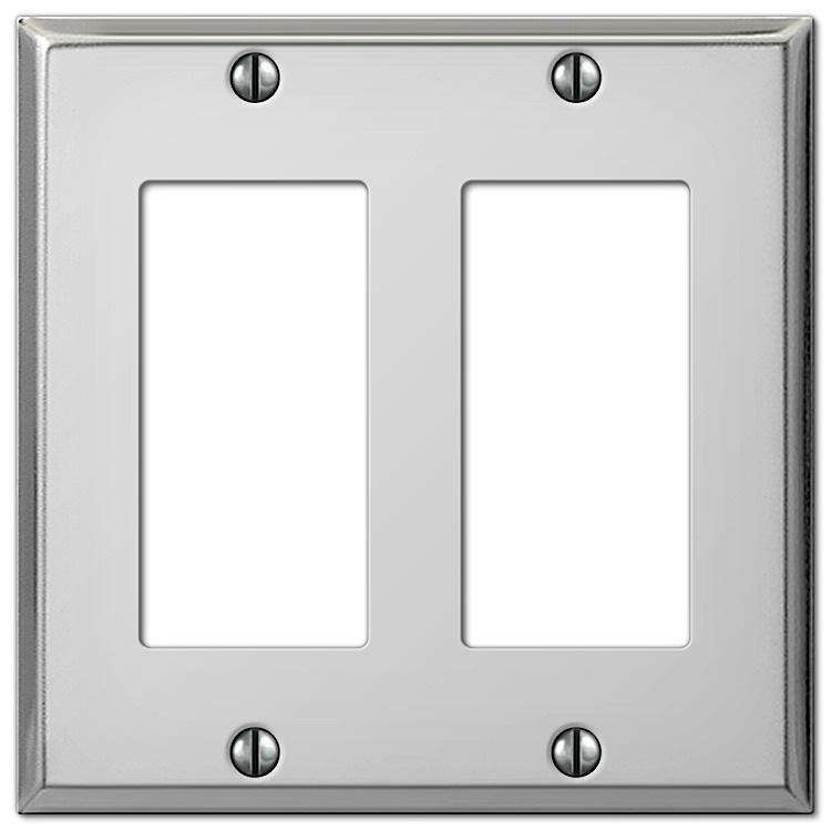 Contractor Polished Chrome Steel Double Rocker Wallplate - Wallplatesonline.com