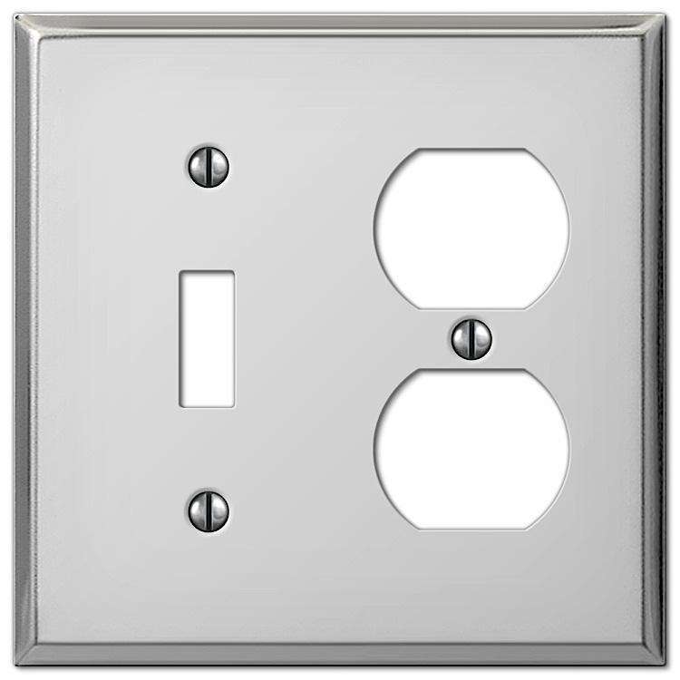 Contractor Polished Chrome Steel Cover PlatesDuplex Outlet Wallplate