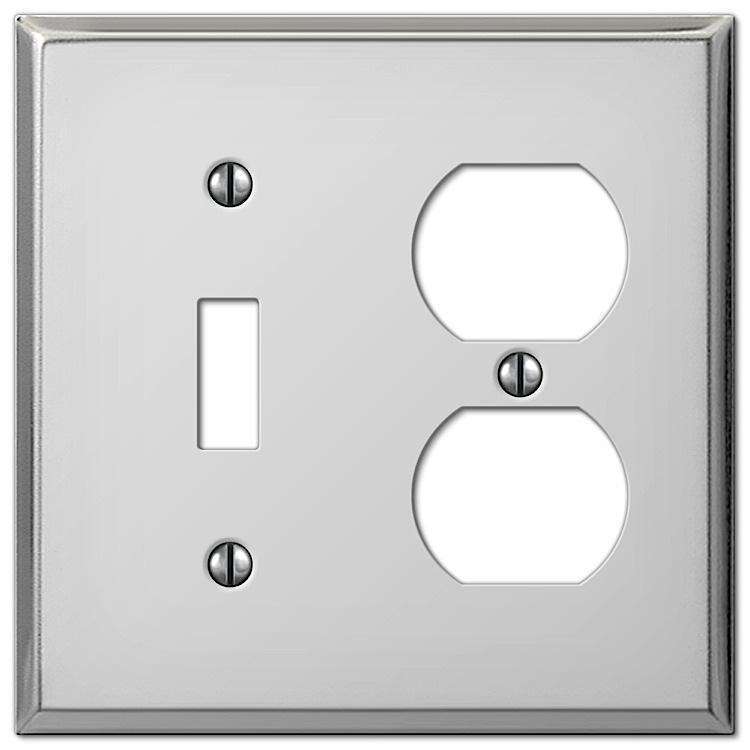 Contractor Polished Chrome Steel Cover PlatesDuplex Outlet Wallplate - Wallplatesonline.com