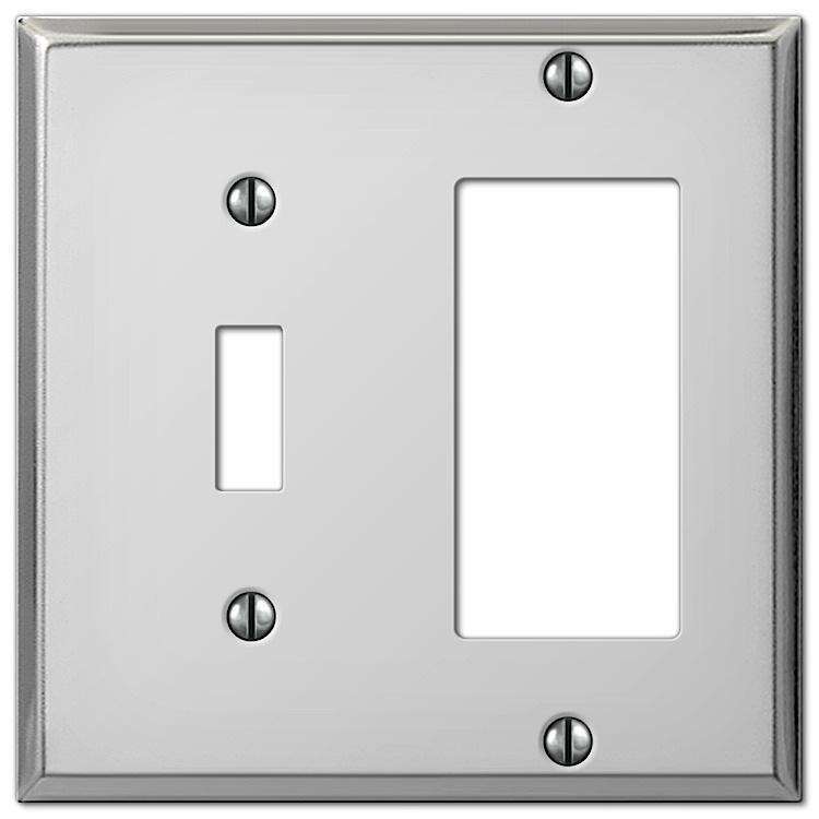 Contractor Polished Chrome Steel Cover PlatesSingle Rocker Wallplate
