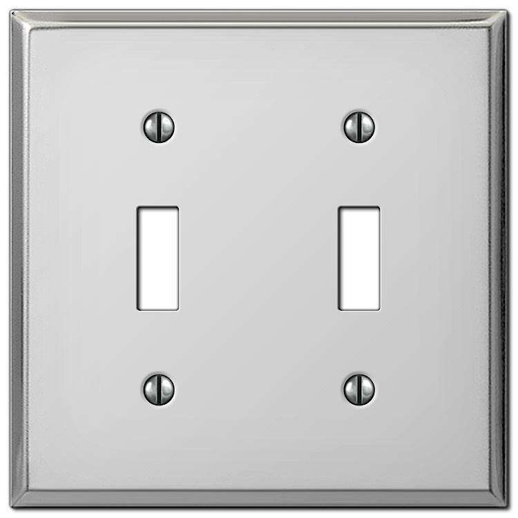 Contractor Polished Chrome Steel Double Toggle Wallplate - Wallplatesonline.com