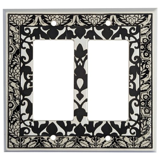 Monoprint - Black and white Cover Plates 2 Rocker Wallplate