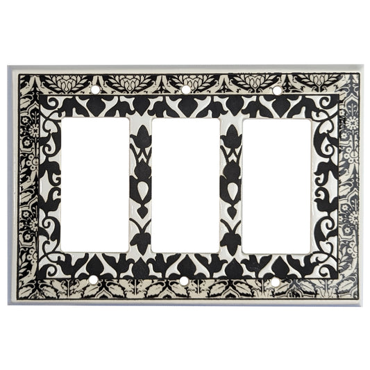 Monoprint - Black and white Cover Plates 3 Rocker Wallplate