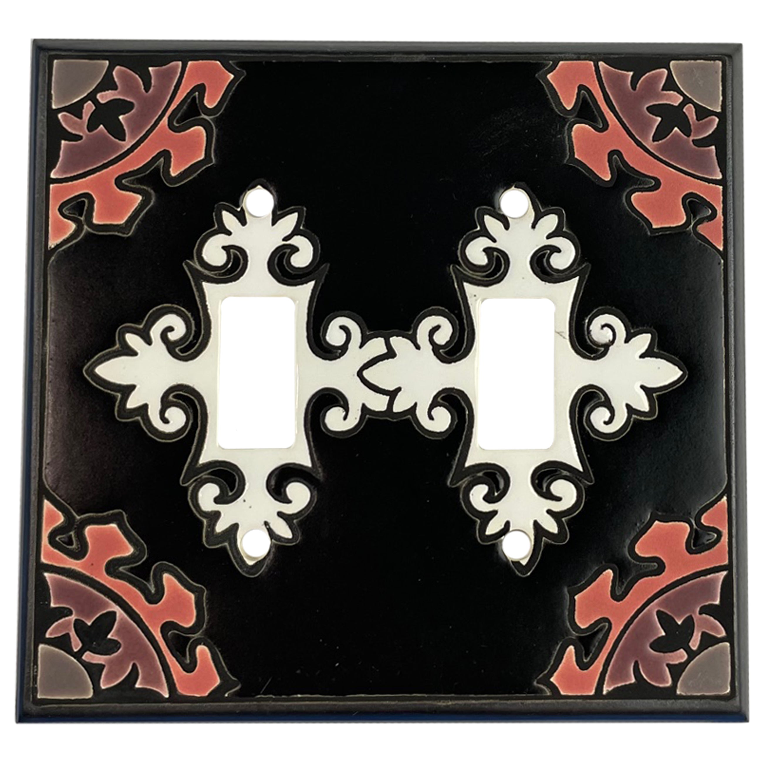 Suzani - Black and White Cover Plates 2 Toggle Wallplate