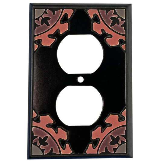 Suzani - Black and White Cover Plates Duplex Outlet Wallplate