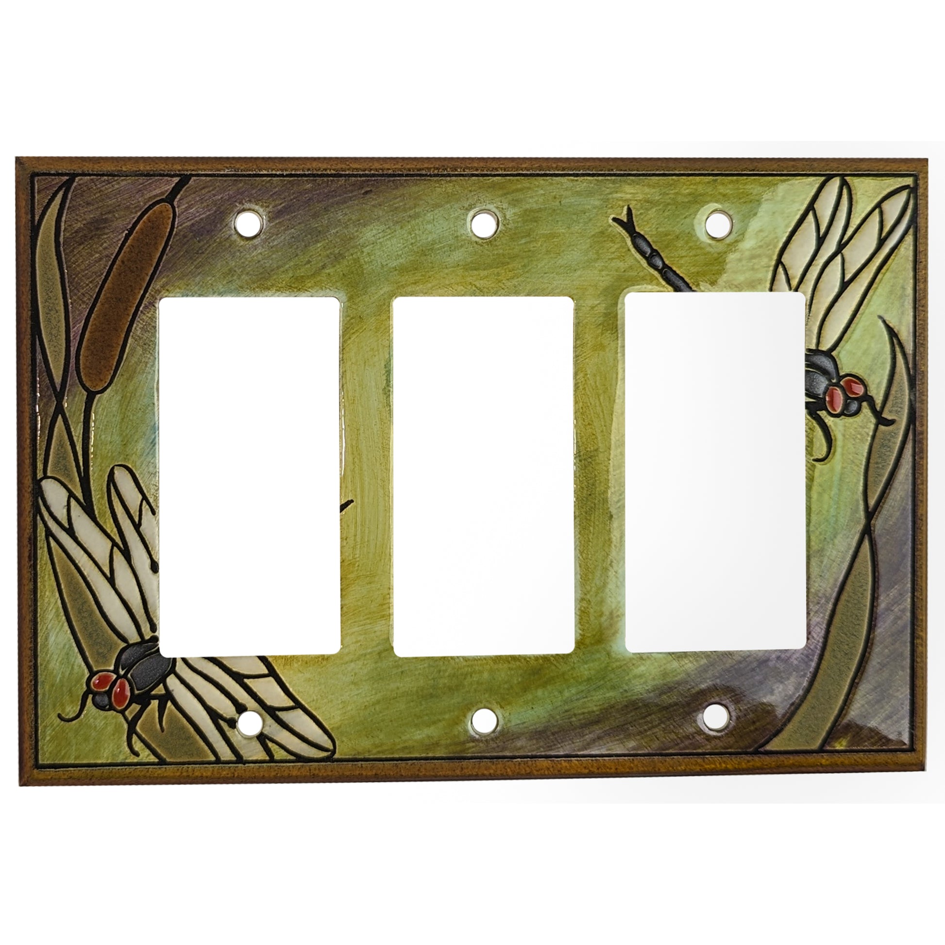 Dragonfly and Bulrush Cover Plates 3 Rocker Wallplate