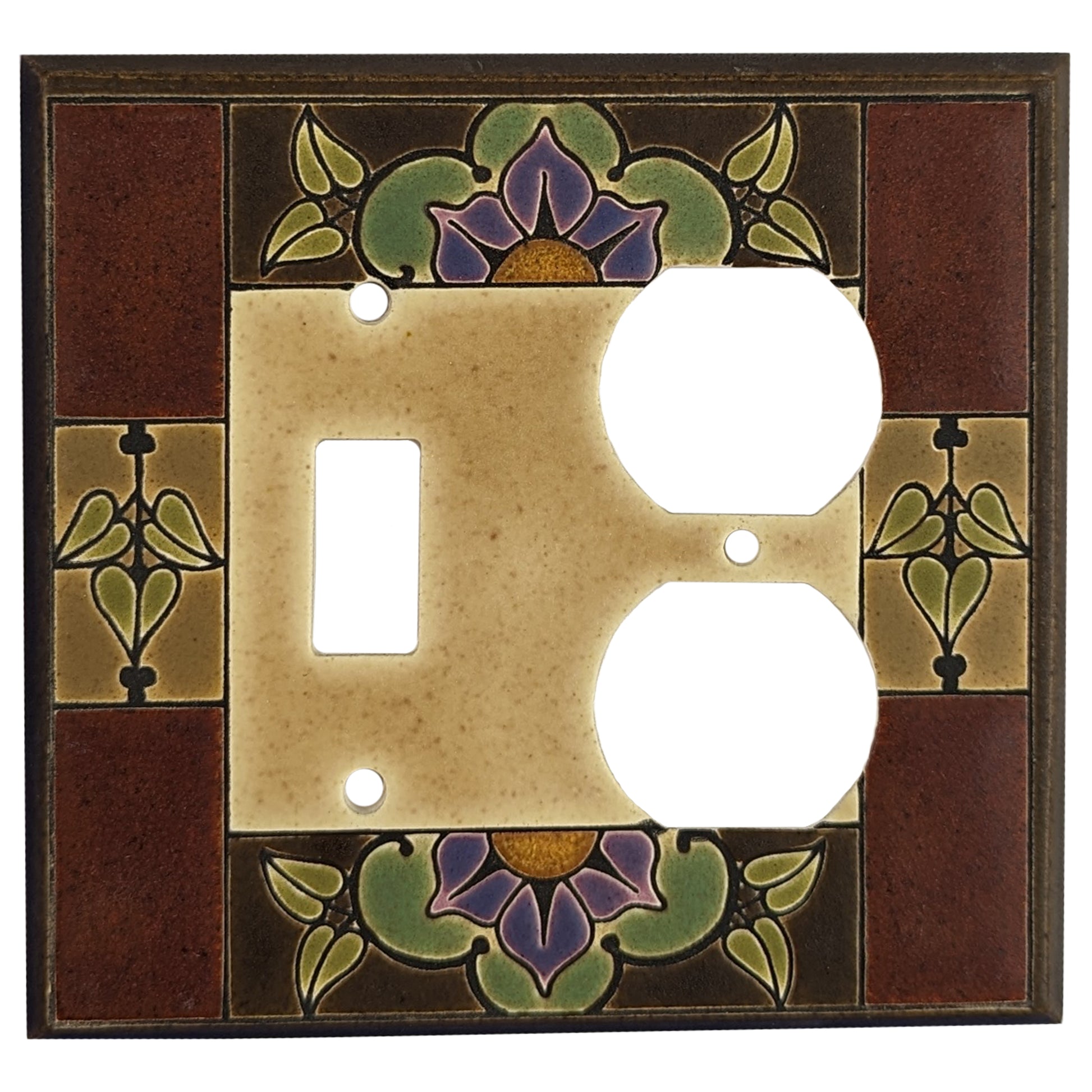 Floral Tile - Red Cover Plates Toggle / Duplex Wallplate