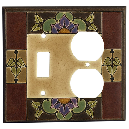 Floral Tile - Red Cover Plates Toggle / Duplex Wallplate