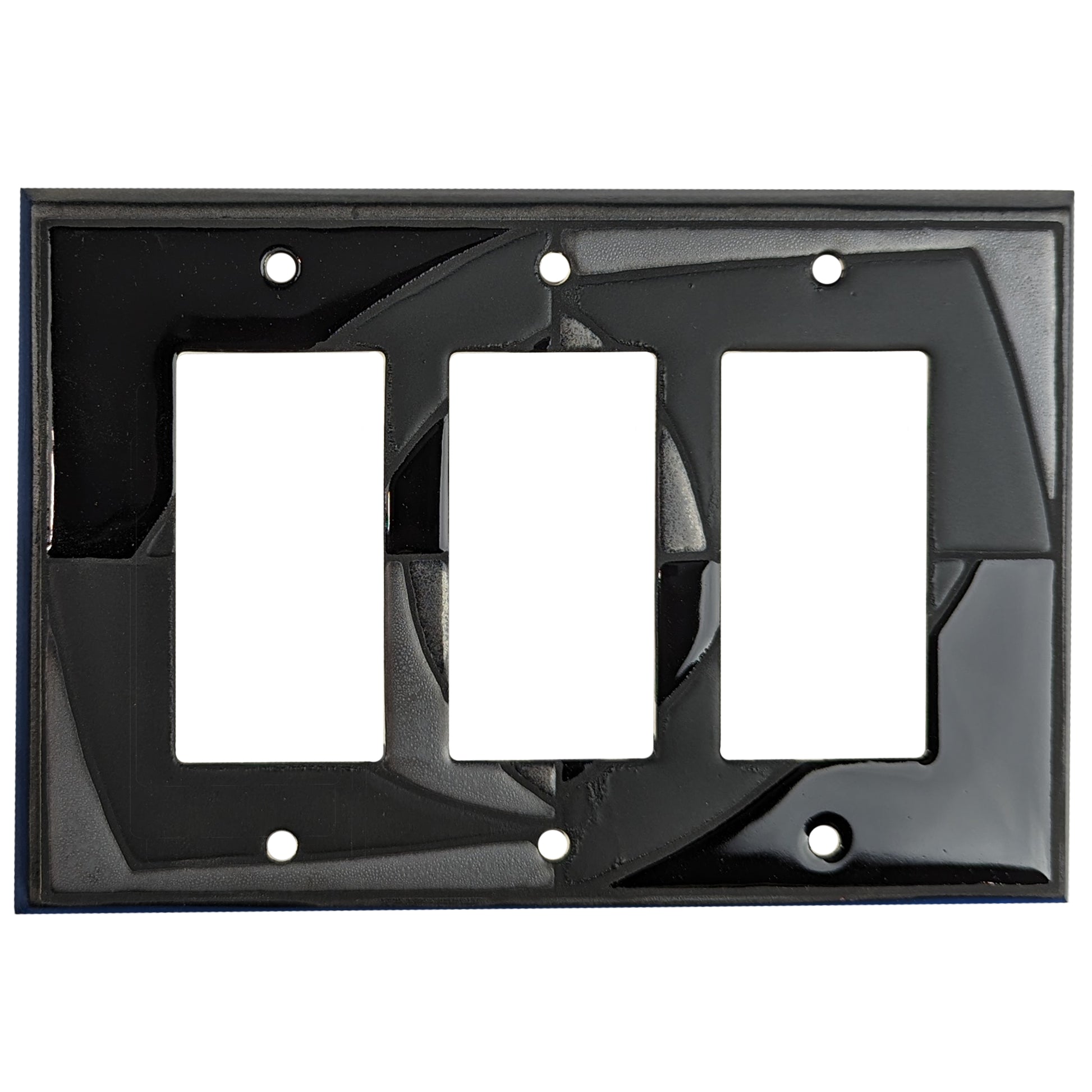 Black on Black Cover Plates 3 Rocker Wallplate