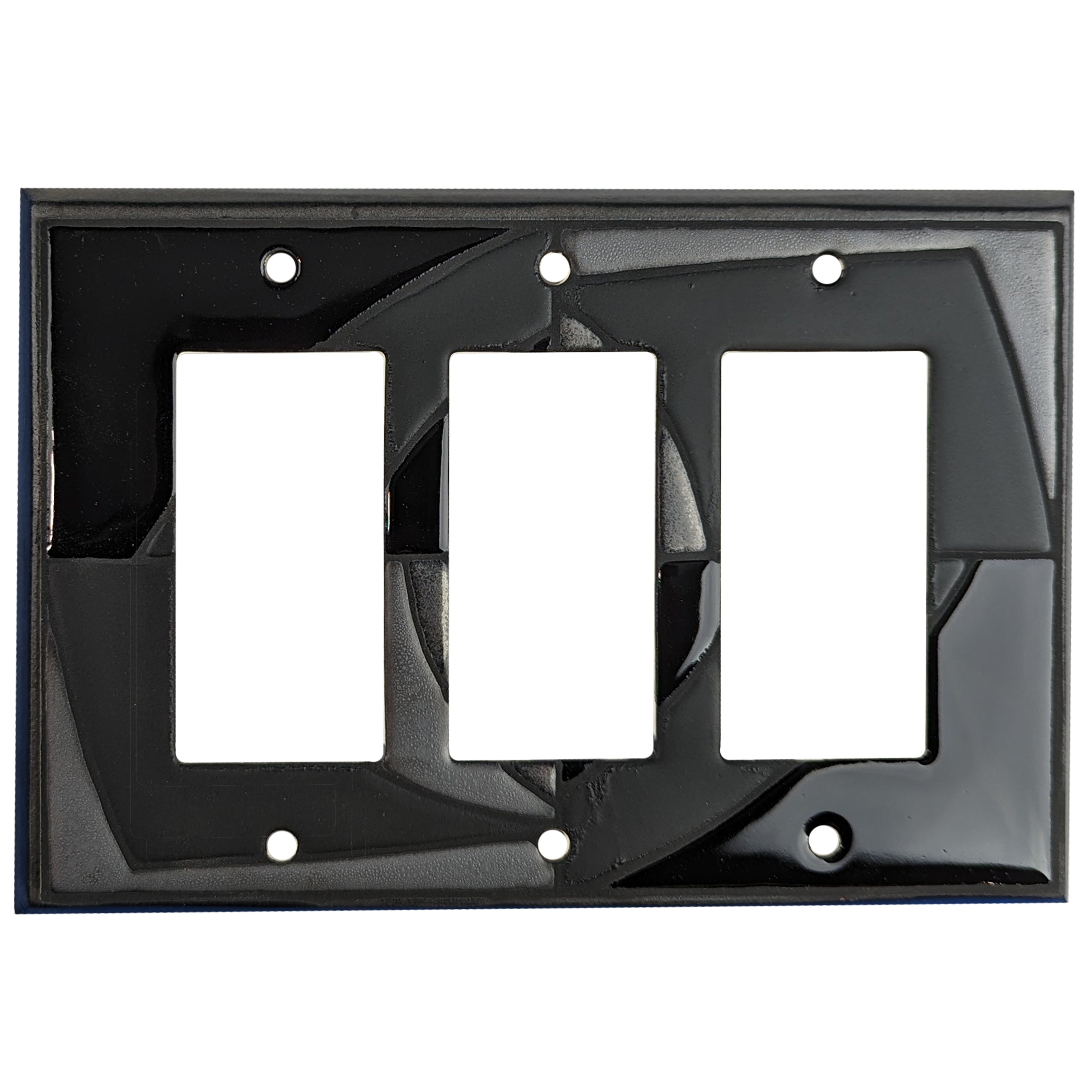 Black on Black Cover Plates 3 Rocker Wallplate