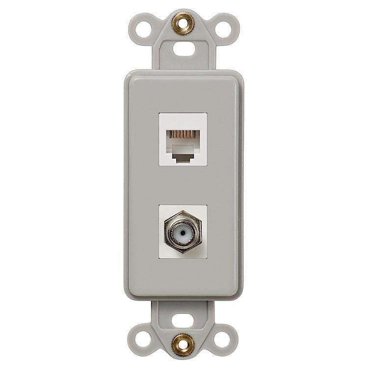 ROCKER INSERT GRAY 1 COAX 1 PHONE - Wallplatesonline.com