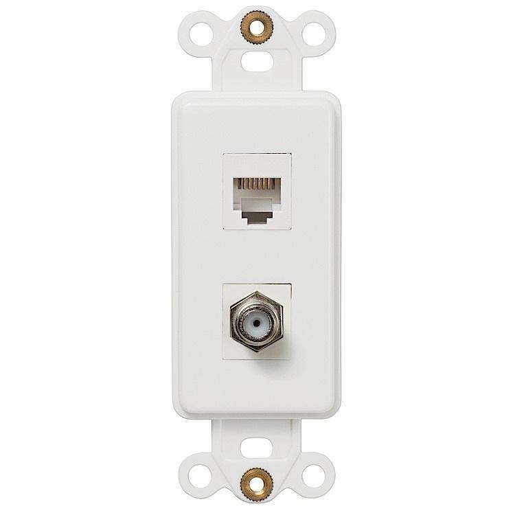 ROCKER INSERT WHITE 1 COAX 1 PHONE - Wallplatesonline.com