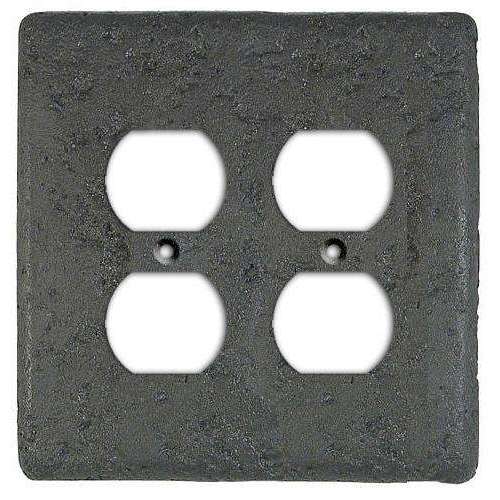 Stonique Charcoal Stone 2 Duplex Outlet Switchplate