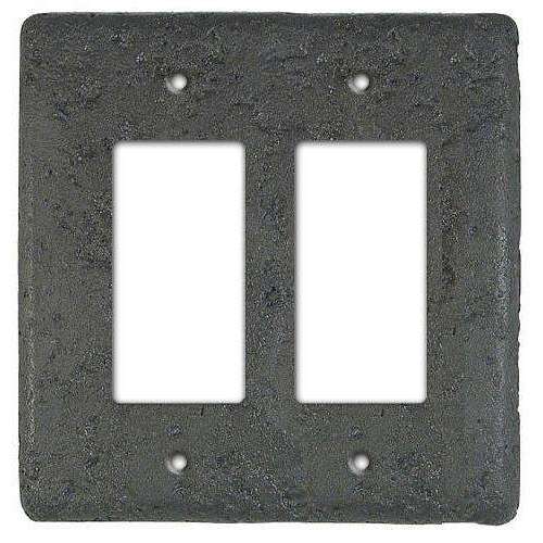 Charcoal Stone Double Rocker Switchplate - Wallplatesonline.com