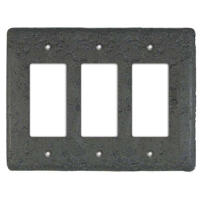 Stonique Charcoal Stone Triple Rocker Switchplate