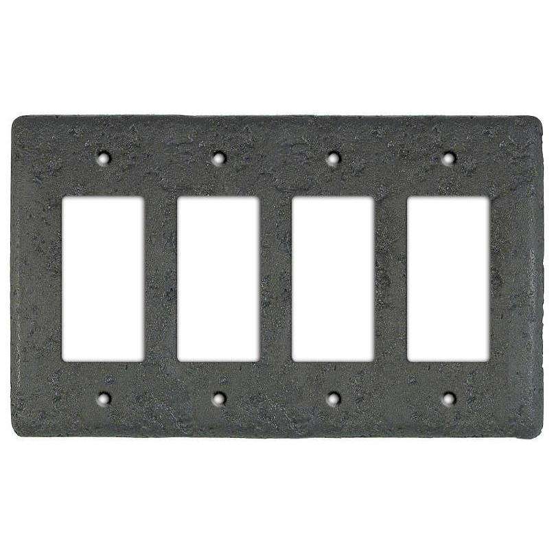 Stonique Charcoal Stone Quad Rocker Switchplate