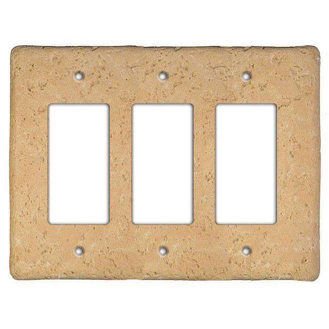 Stonique Cocoa Stone Triple Rocker Switchplate