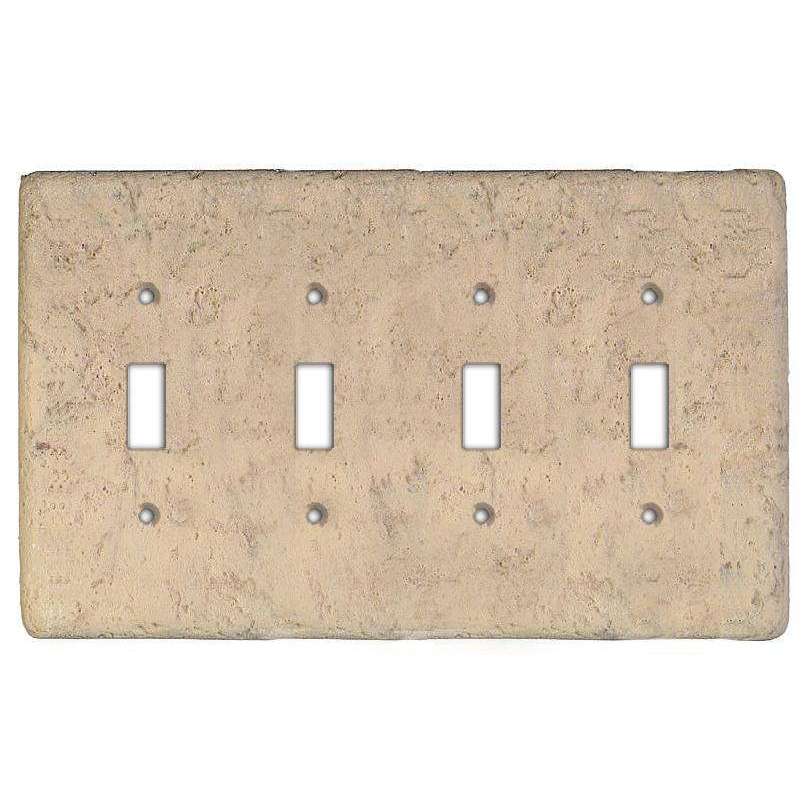 Stonique Espresso Stone Quad Toggle Switchplate