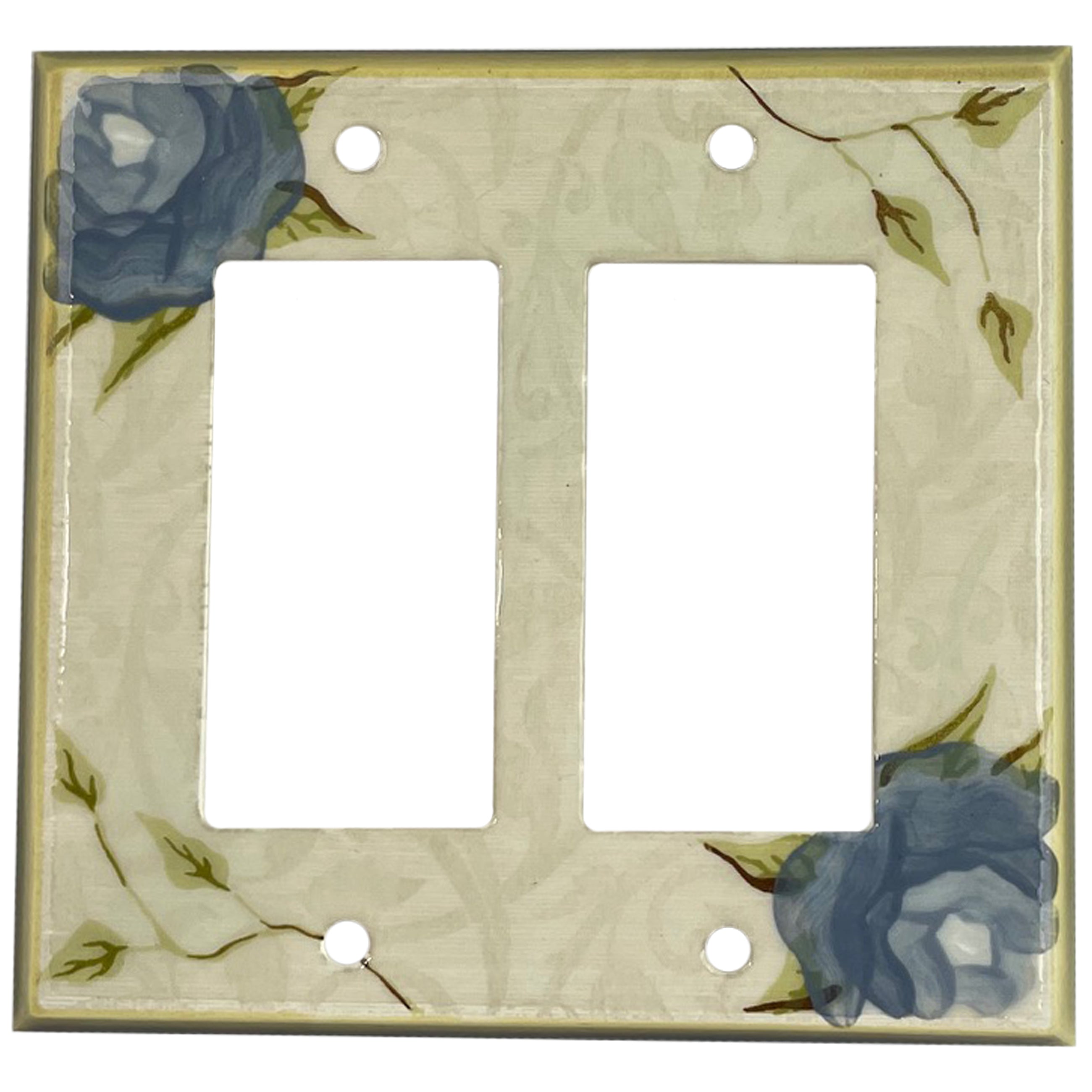 Blue Flower Single Covers Plates 2 Rocker Wallplate