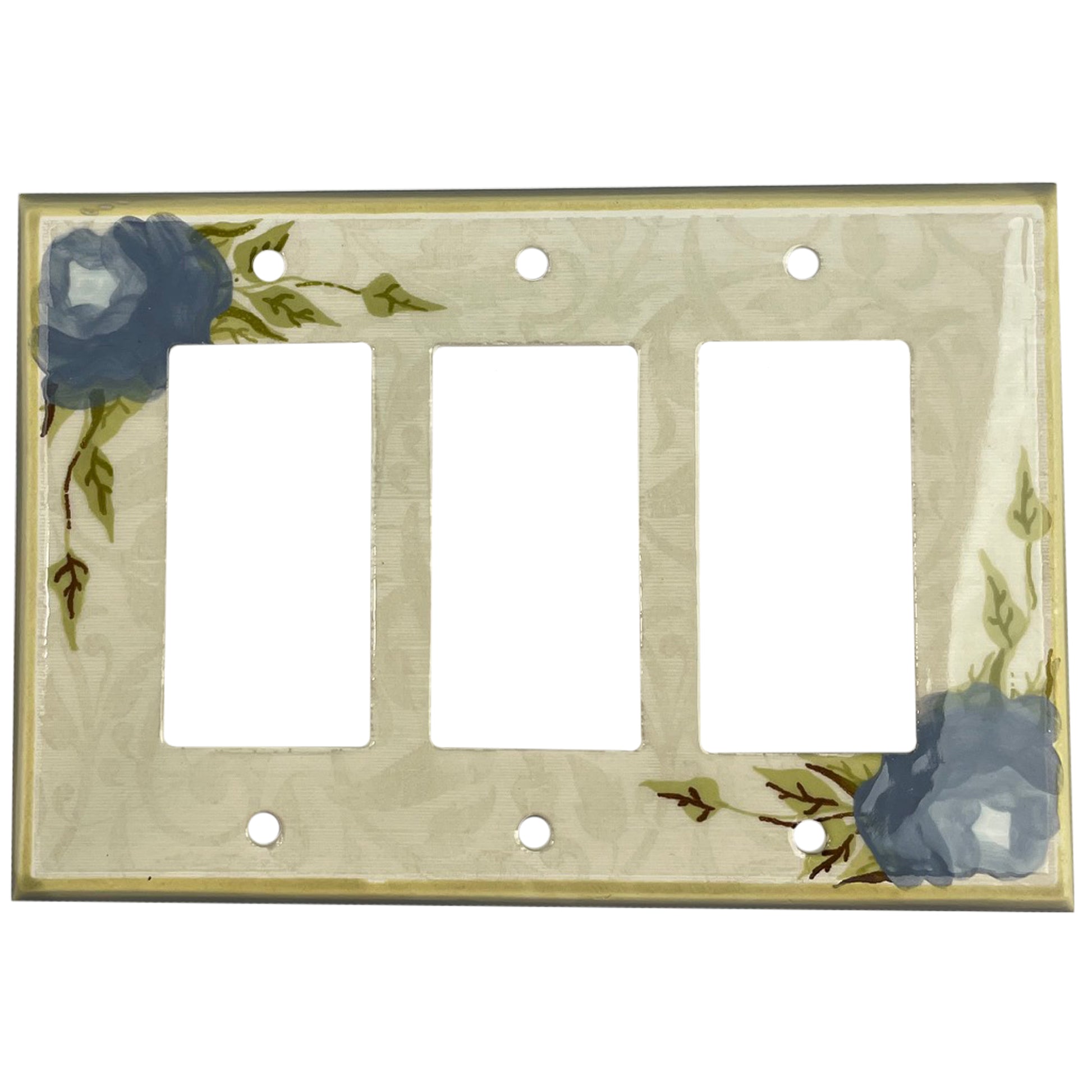 Blue Flower Single Covers Plates 3 Rocker Wallplate