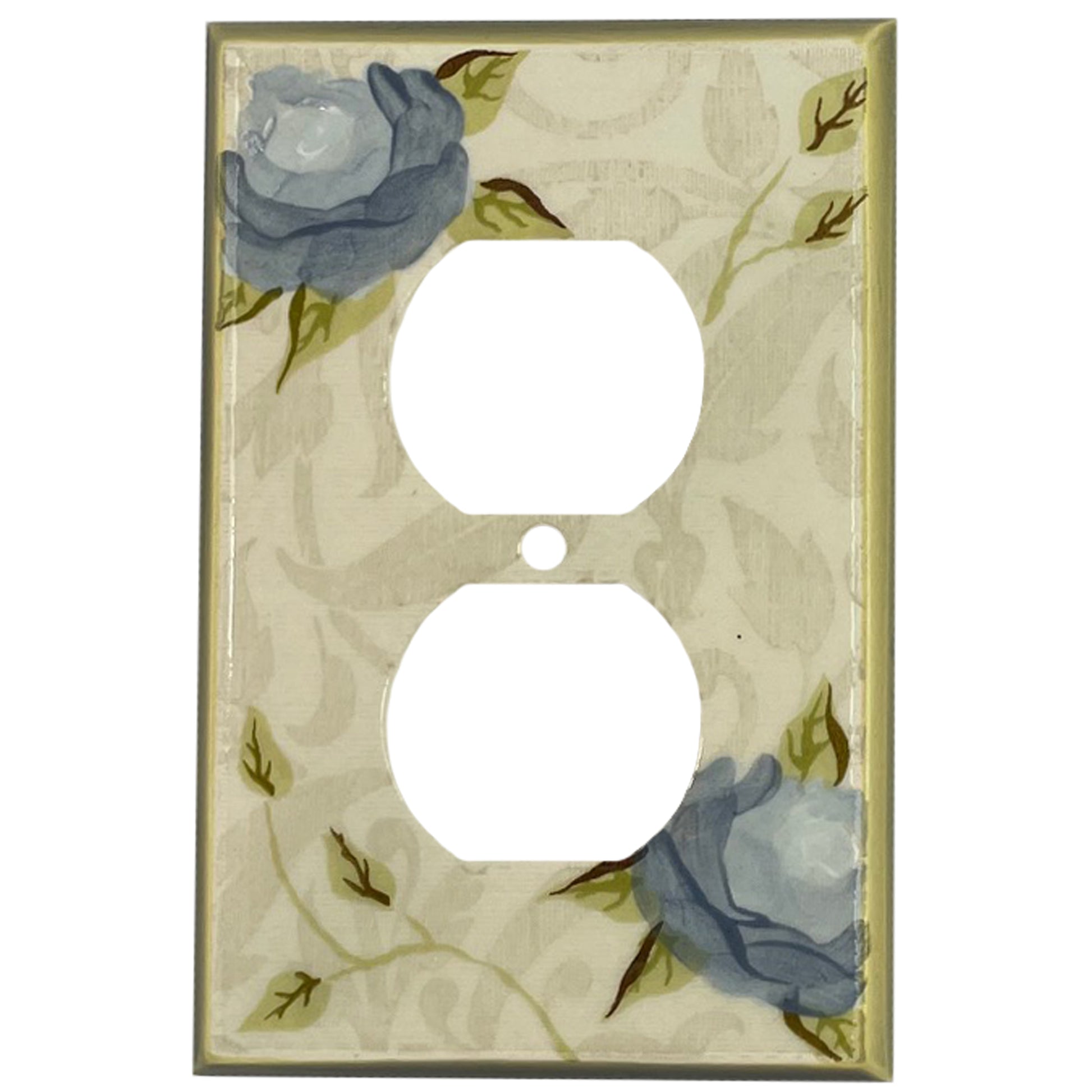 Blue Flower Single Covers Plates Duplex Outlet Wallplate