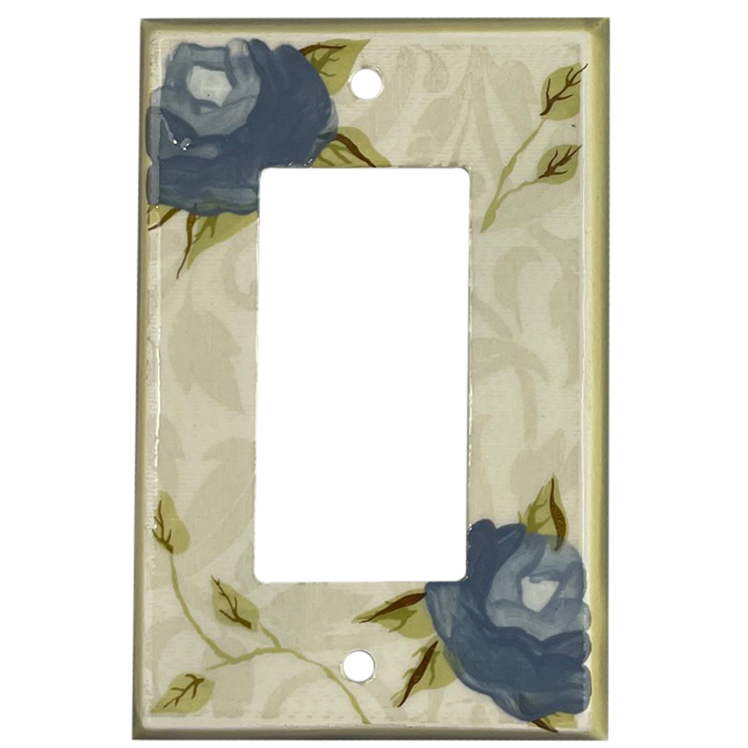 Blue Flower Single Covers Plates Rocker Wallplate