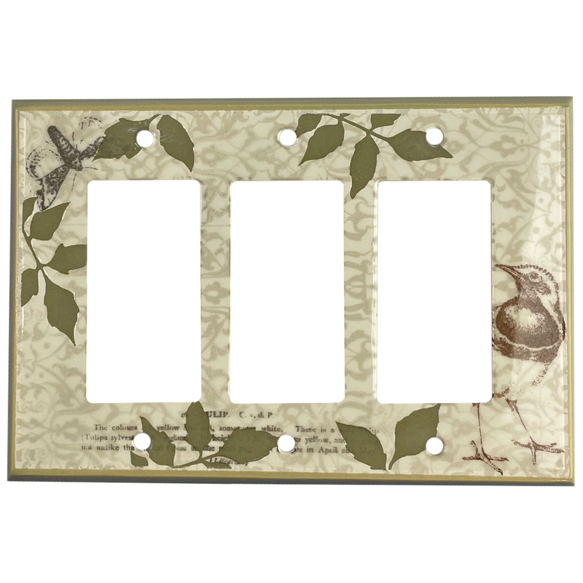 Botanical Bird Cover Plates 3 Rocker Wallplate