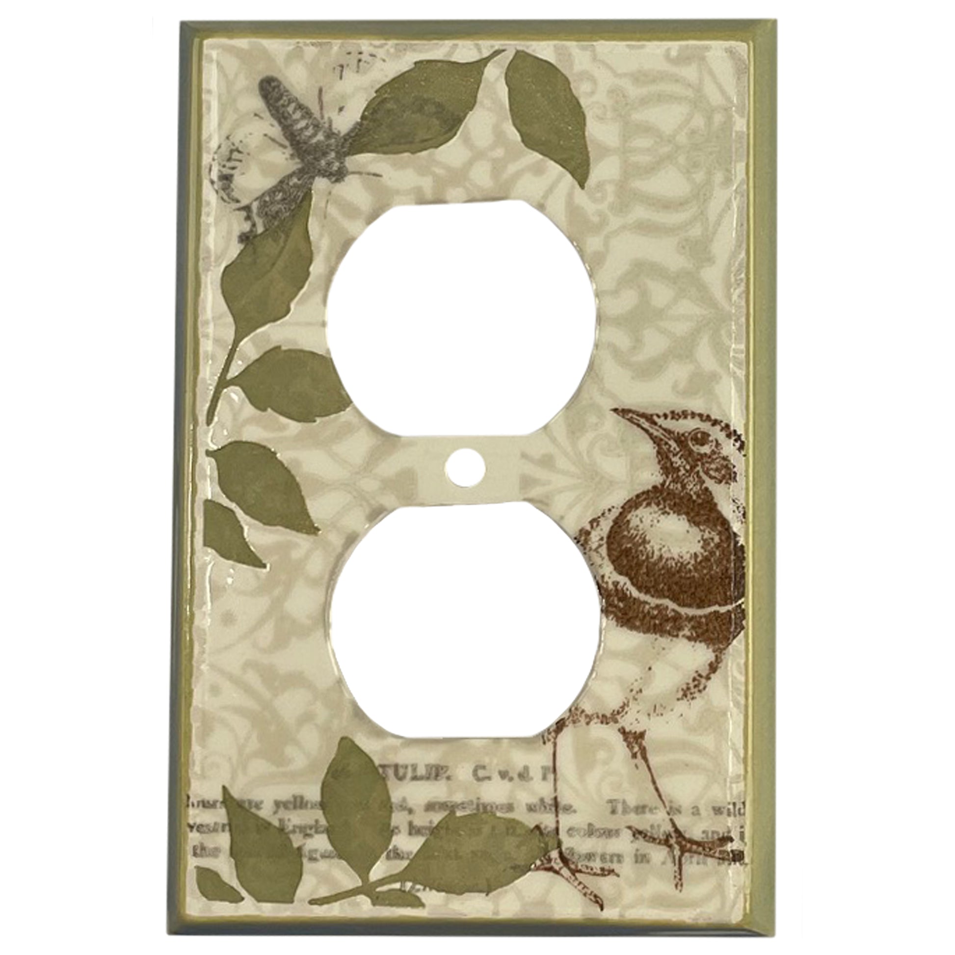 Botanical Bird Cover Plates Duplex Outlet Wallplate