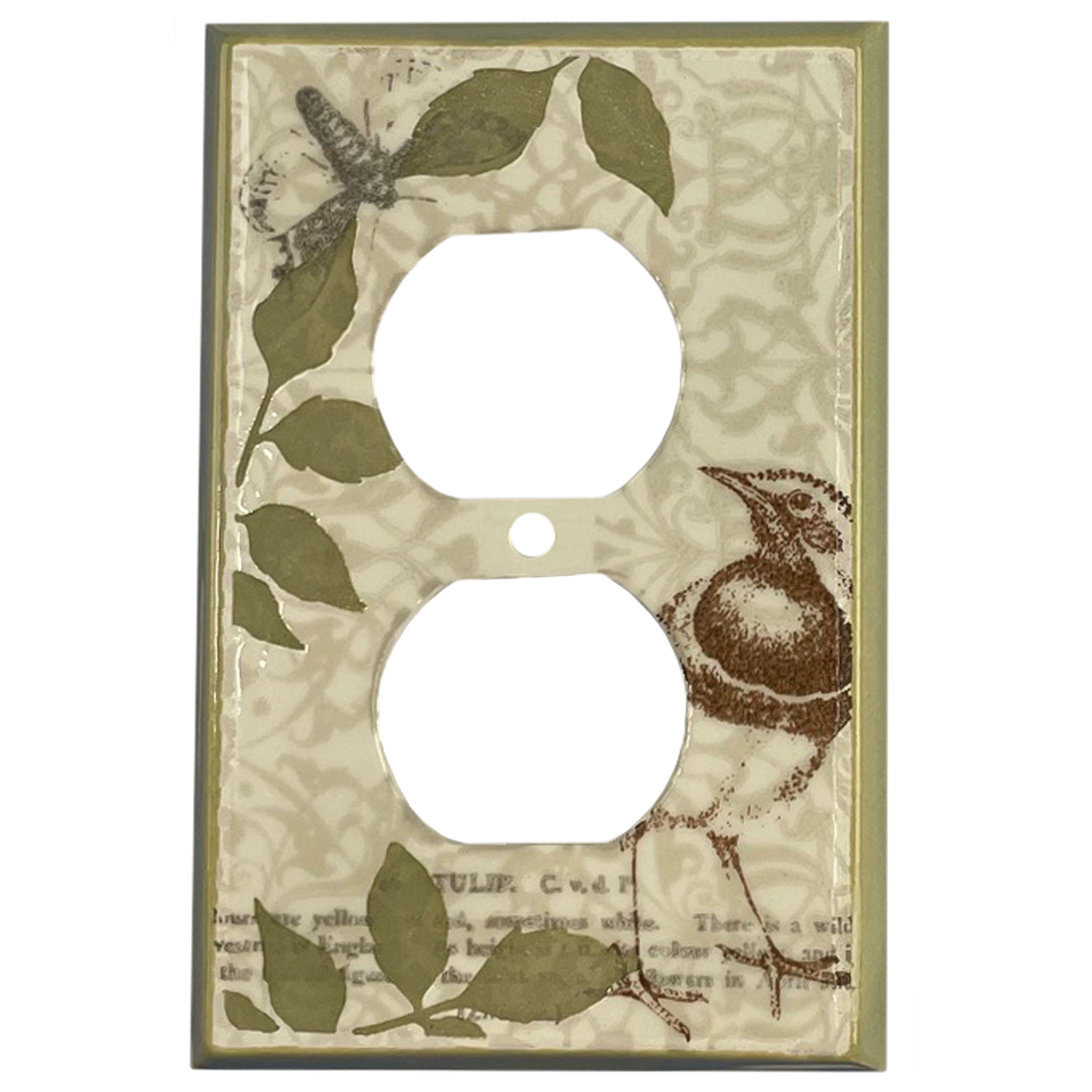Botanical Bird Cover Plates Duplex Outlet Wallplate