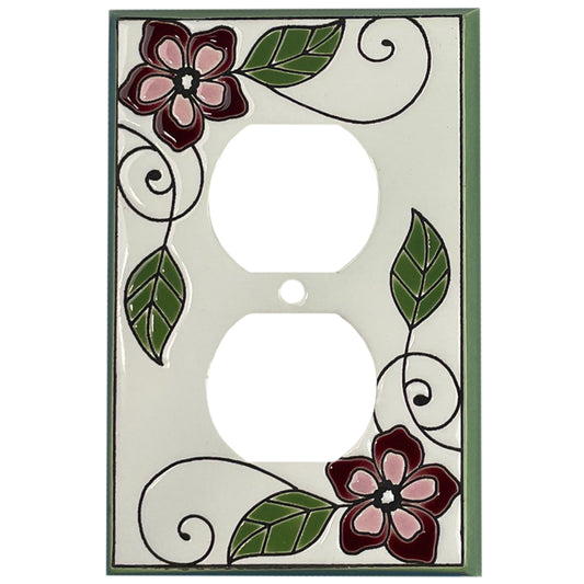 Red Blossoms Single Covers Plates Duplex Outlet Wallplate