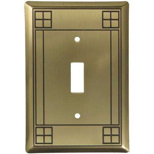 Arts and Crafts Antique Brass Single Toggle Switchplate