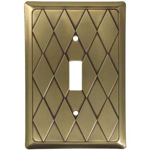 Diamond Antique Brass Single Toggle Switchplate:Wallplatesonline.com