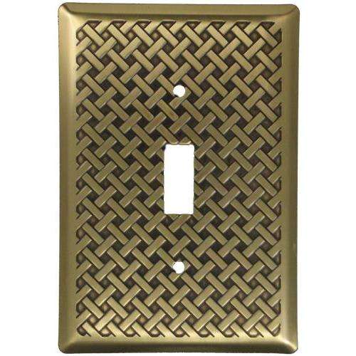 Weave Antique Brass Single Toggle Switchplate:Wallplatesonline.com