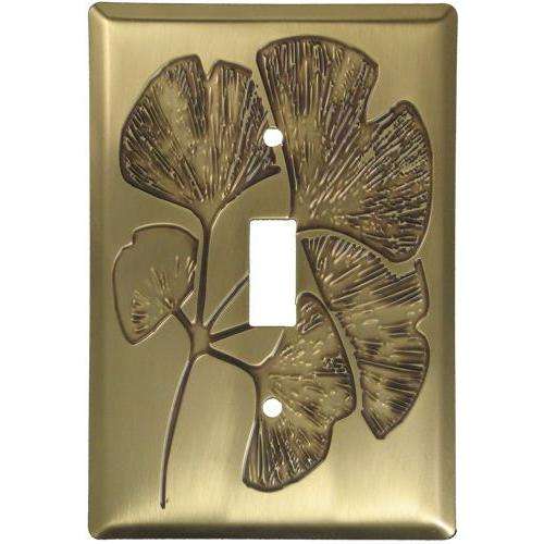Ginkgo Antique Brass Single Toggle Switchplate