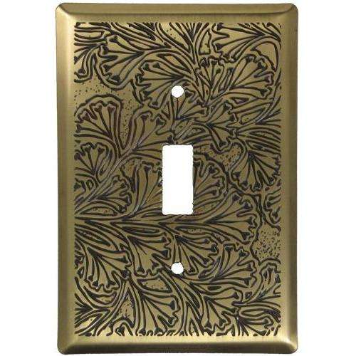 Maidenhaire Fern Antique Brass Single Toggle Switchplate:Wallplatesonline.com